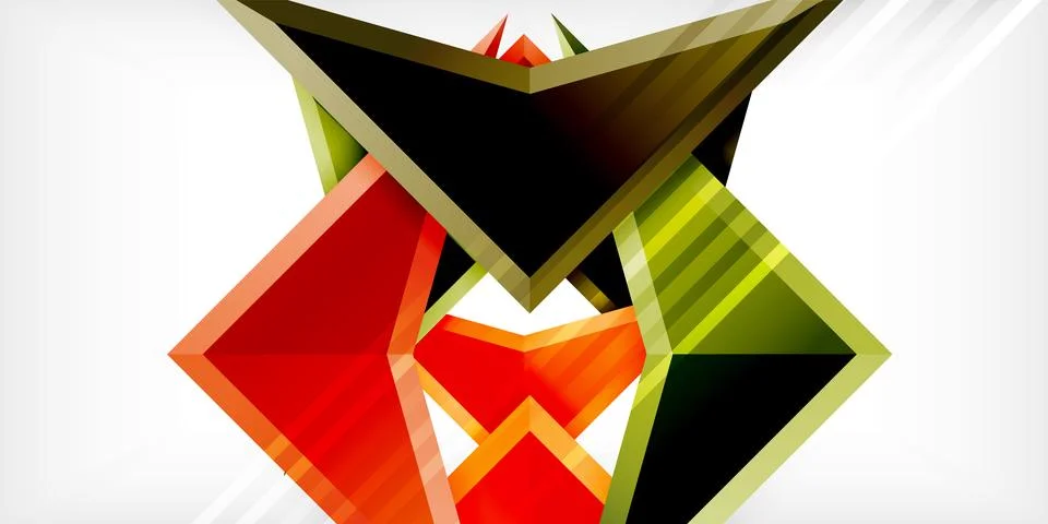 Arrows with 3d effect abstract background. Triangles on light grey backdrop 스톡 일러스트