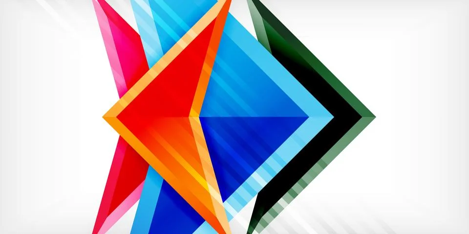 Arrows with 3d effect abstract background. Triangles on light grey backdrop Illustrazione stock