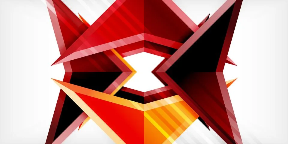 Arrows with 3d effect abstract background. Triangles on light grey backdrop Illustrazione stock