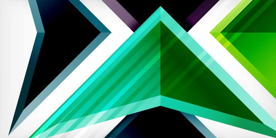 Arrows with 3d effect abstract background. Triangles on light grey backdrop Illustrazione stock