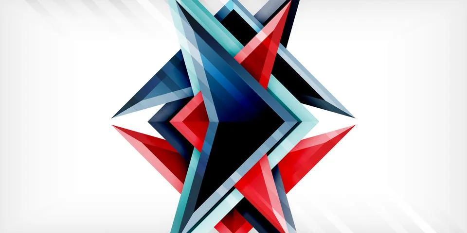 Arrows with 3d effect abstract background. Triangles on light grey backdrop Illustrazione stock