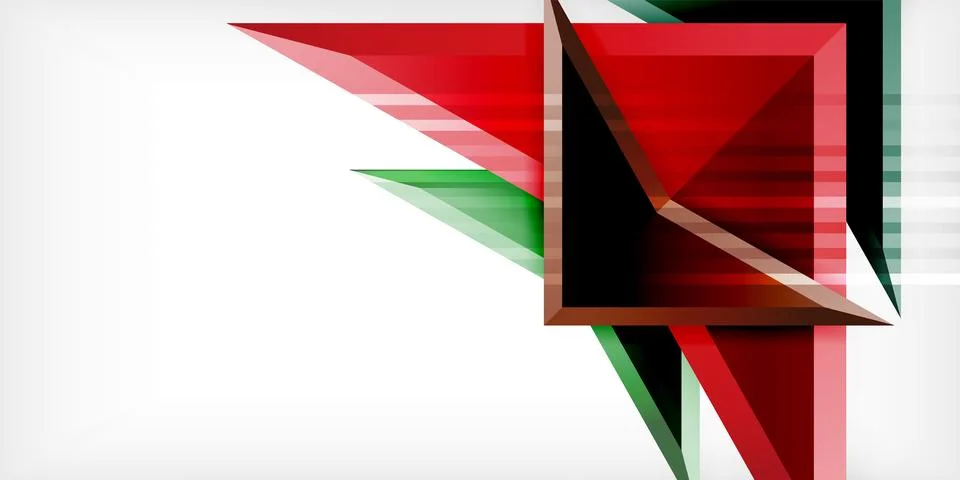 Arrows with 3d effect abstract background. Triangles on light grey backdrop Illustrazione stock