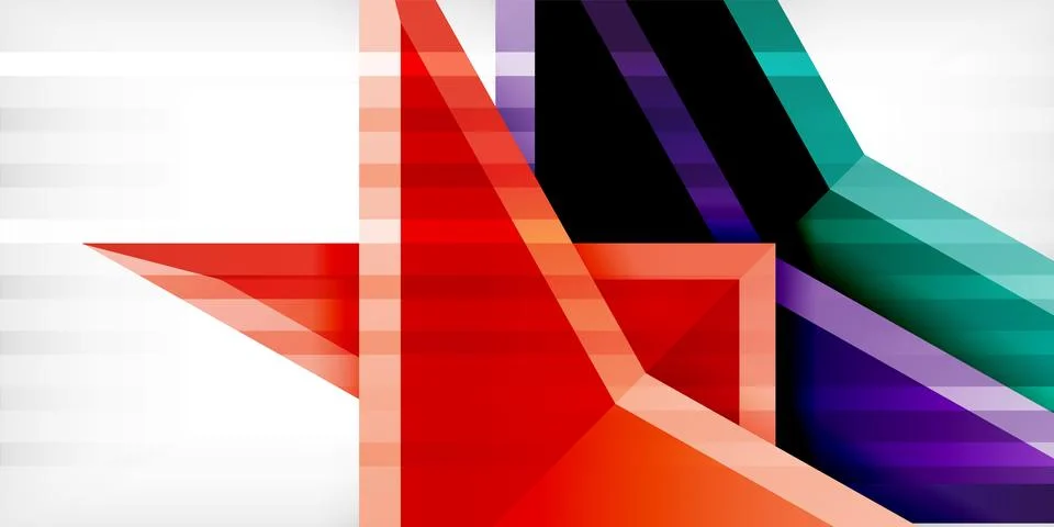 Arrows with 3d effect abstract background. Triangles on light grey backdrop Illustrazione stock