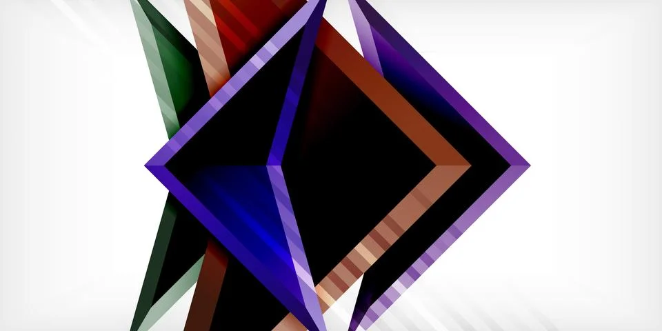 Arrows with 3d effect abstract background. Triangles on light grey backdrop Illustrazione stock