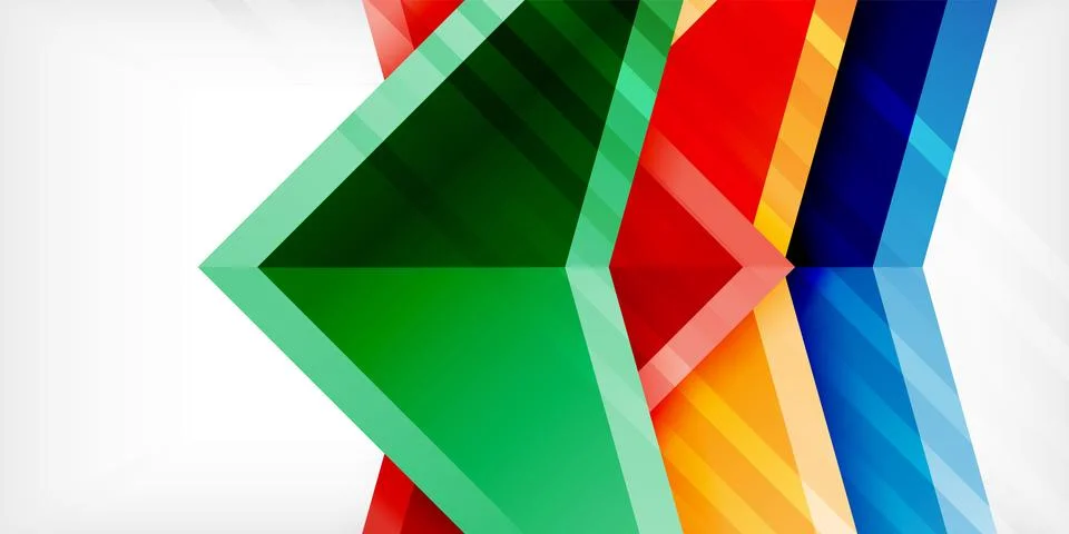 Arrows with 3d effect abstract background. Triangles on light grey backdrop Illustrazione stock