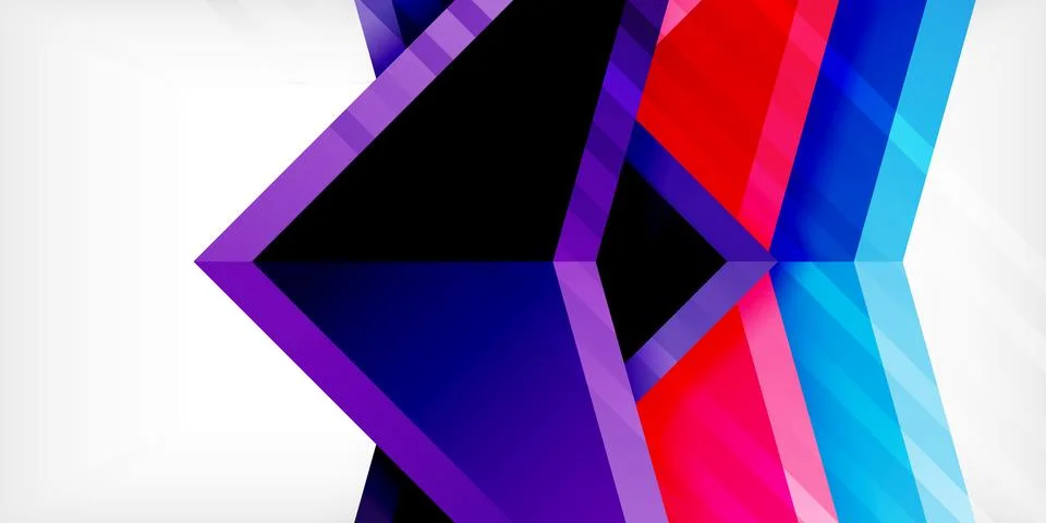 Arrows with 3d effect abstract background. Triangles on light grey backdrop 스톡 일러스트