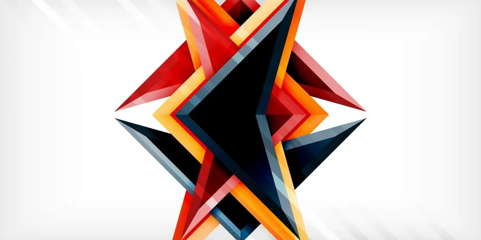 Arrows with 3d effect abstract background. Triangles on light grey backdrop 스톡 일러스트