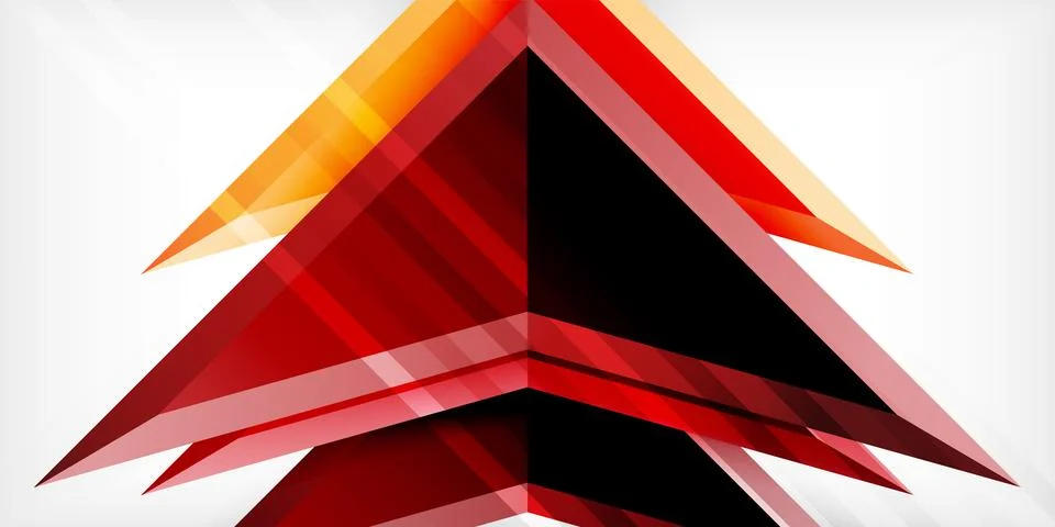 Arrows with 3d effect abstract background. Triangles on light grey backdrop Illustrazione stock