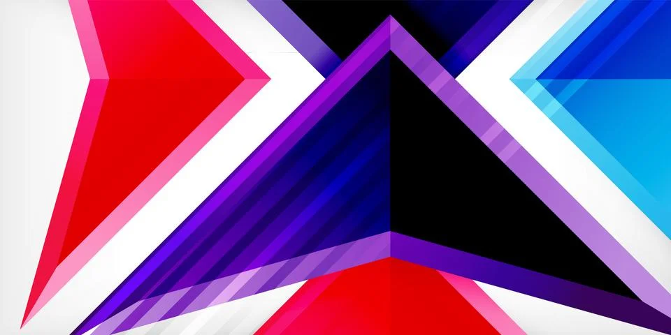 Arrows with 3d effect abstract background. Triangles on light grey backdrop 스톡 일러스트