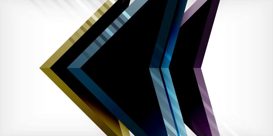 Arrows with 3d effect abstract background. Triangles on light grey backdrop Illustrazione stock