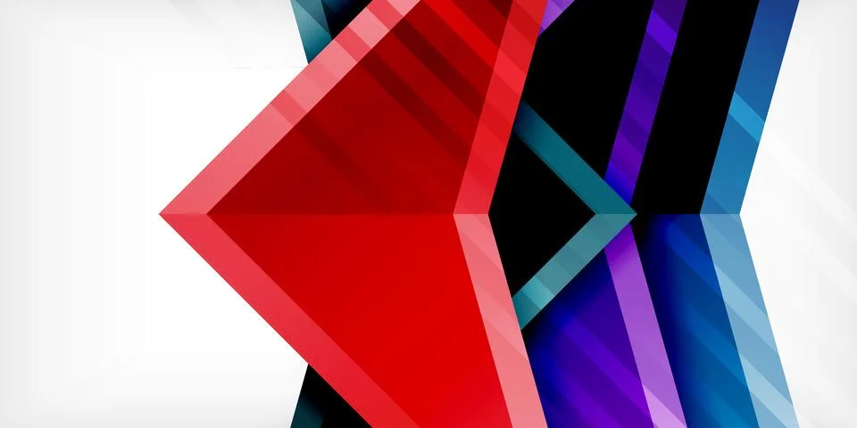 Arrows with 3d effect abstract background. Triangles on light grey backdrop Stock Illustration