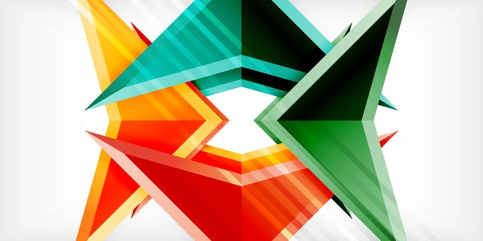 Arrows with 3d effect abstract background. Triangles on light grey backdrop 스톡 일러스트