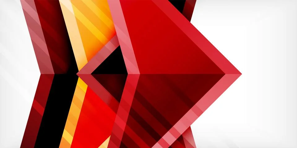 Arrows with 3d effect abstract background. Triangles on light grey backdrop Illustrazione stock