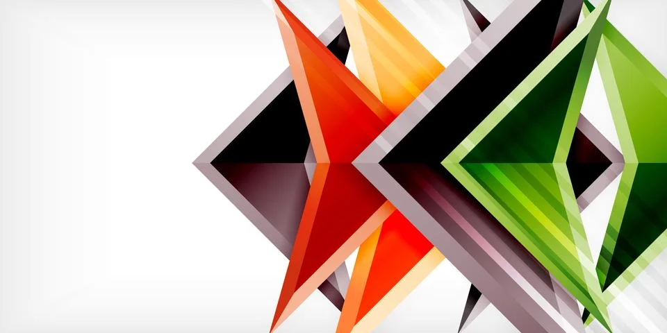 Arrows with 3d effect abstract background. Triangles on light grey backdrop Illustrazione stock