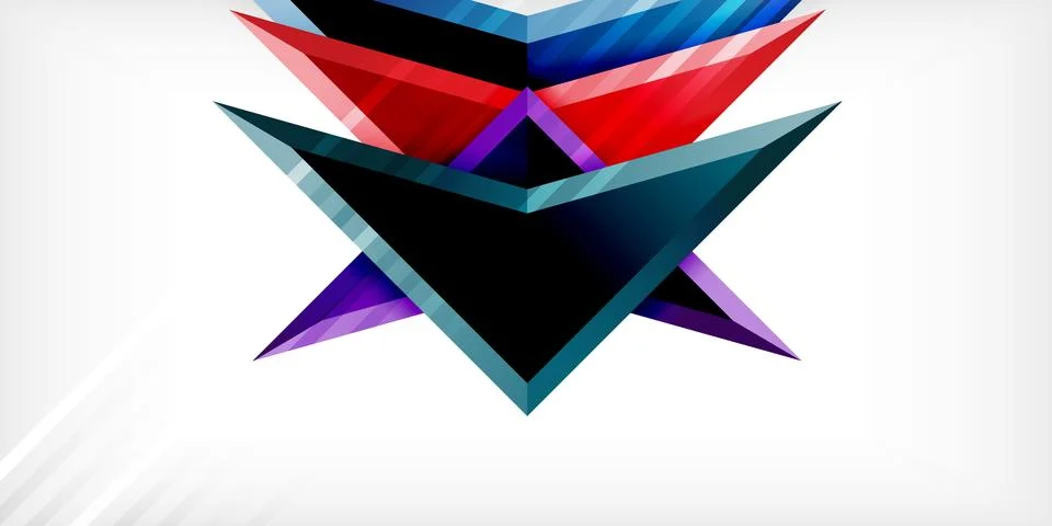 Arrows with 3d effect abstract background. Triangles on light grey backdrop Illustrazione stock