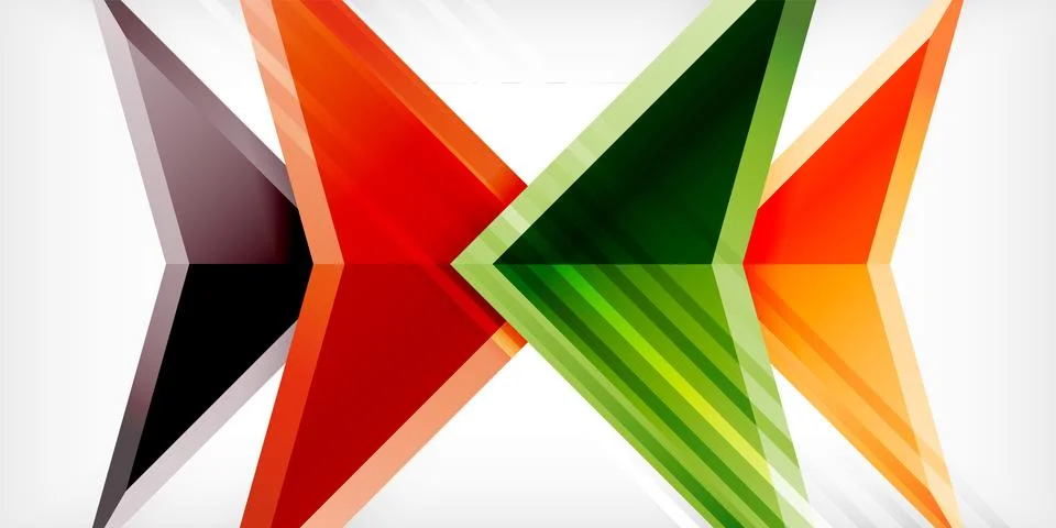 Arrows with 3d effect abstract background. Triangles on light grey backdrop Illustrazione stock