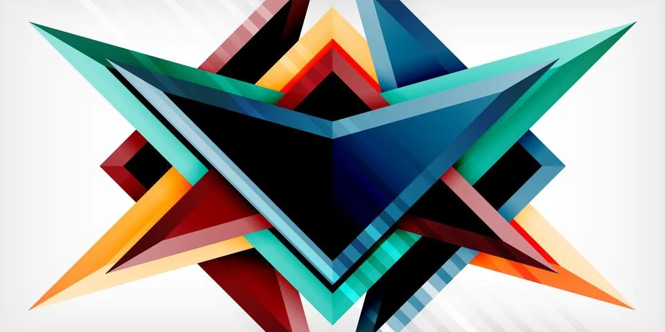 Arrows with 3d effect abstract background. Triangles on light grey backdrop Illustrazione stock