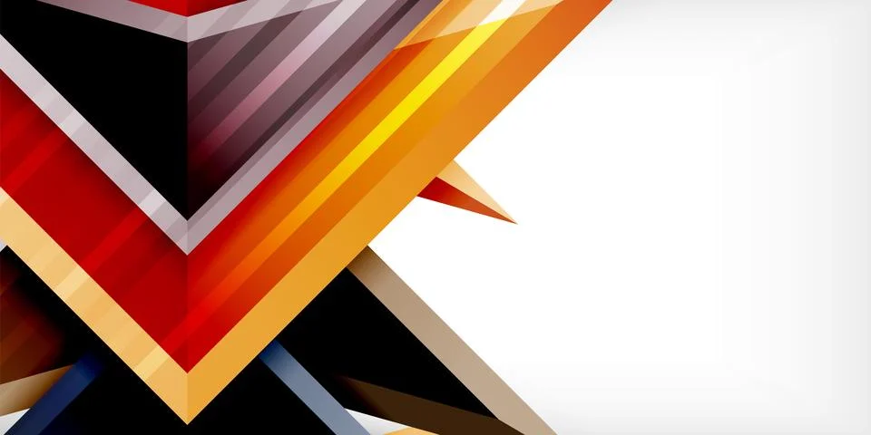 Arrows with 3d effect abstract background. Triangles on light grey backdrop Illustrazione stock