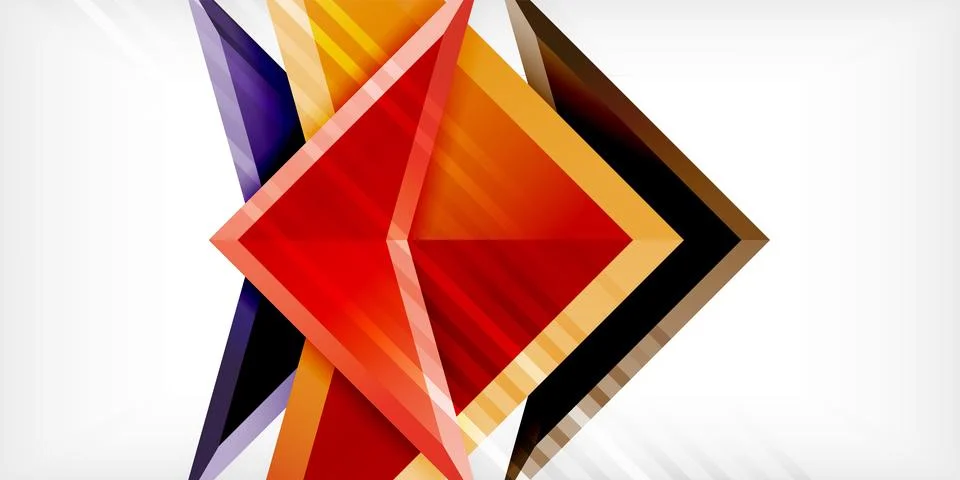 Arrows with 3d effect abstract background. Triangles on light grey backdrop Illustrazione stock