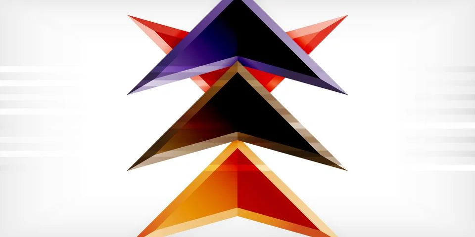 Arrows with 3d effect abstract background. Triangles on light grey backdrop Stock Illustration
