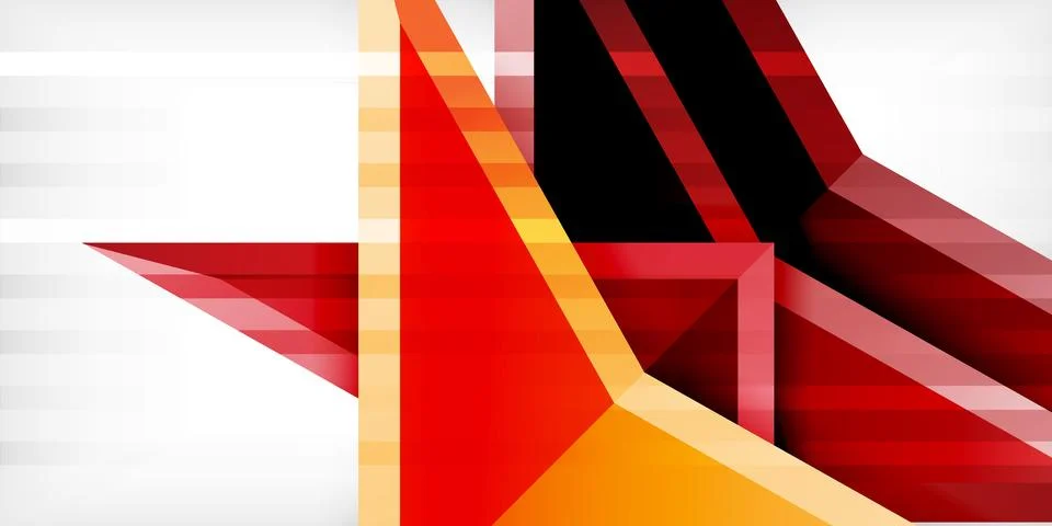 Arrows with 3d effect abstract background. Triangles on light grey backdrop 库存插图