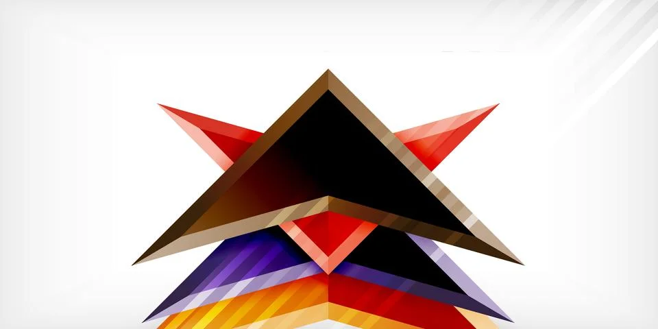 Arrows with 3d effect abstract background. Triangles on light grey backdrop Illustrazione stock