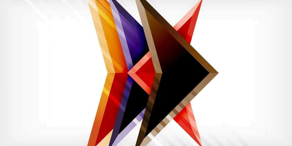 Arrows with 3d effect abstract background. Triangles on light grey backdrop Illustrazione stock
