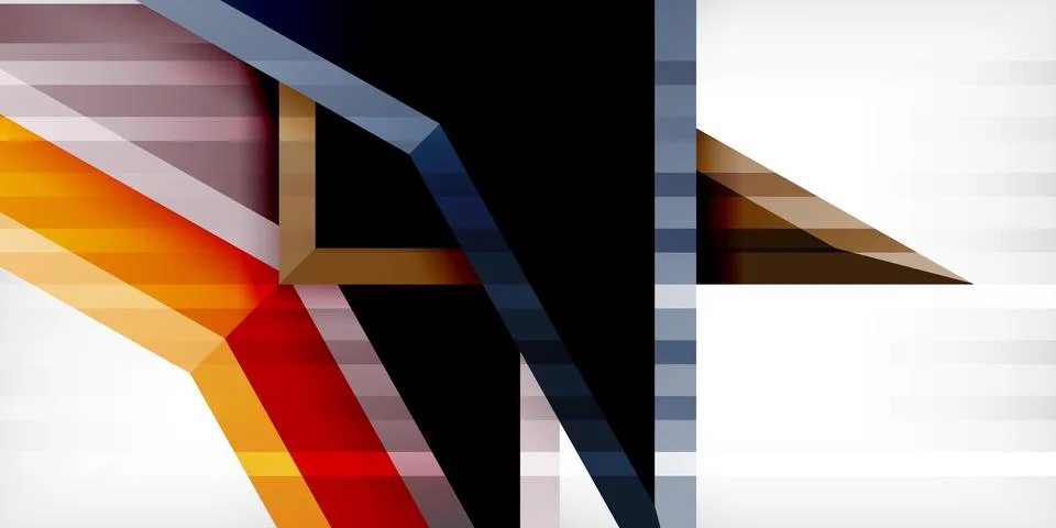 Arrows with 3d effect abstract background. Triangles on light grey backdrop 库存插图