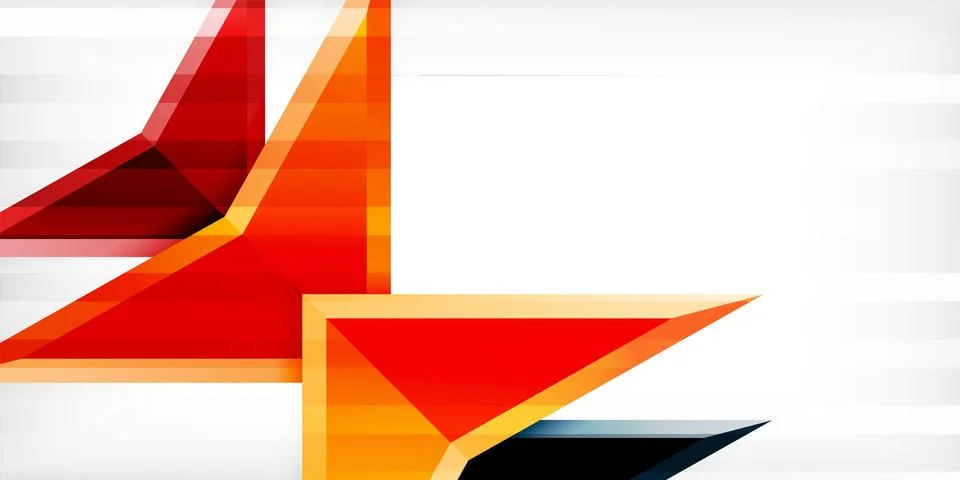 Arrows with 3d effect abstract background. Triangles on light grey backdrop Stock Illustration