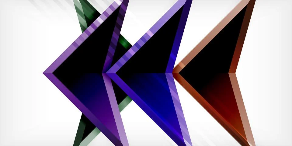 Arrows with 3d effect abstract background. Triangles on light grey backdrop Stock Illustration