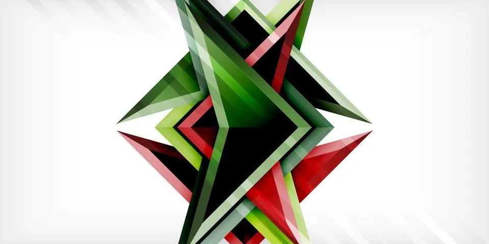 Arrows with 3d effect abstract background. Triangles on light grey backdrop Stock Illustration