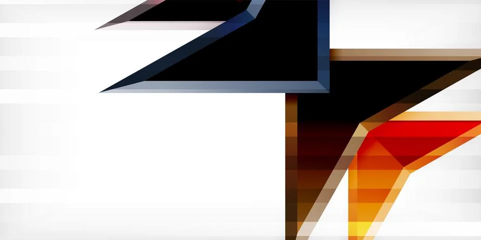Arrows with 3d effect abstract background. Triangles on light grey backdrop Stock Illustration
