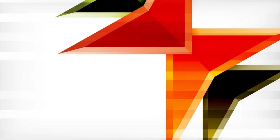 Arrows with 3d effect abstract background. Triangles on light grey backdrop Stock Illustration