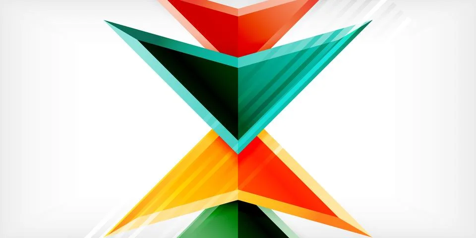 Arrows with 3d effect abstract background. Triangles on light grey backdrop 스톡 일러스트
