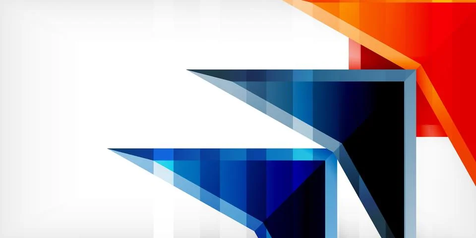 Arrows with 3d effect abstract background. Triangles on light grey backdrop Illustrazione stock