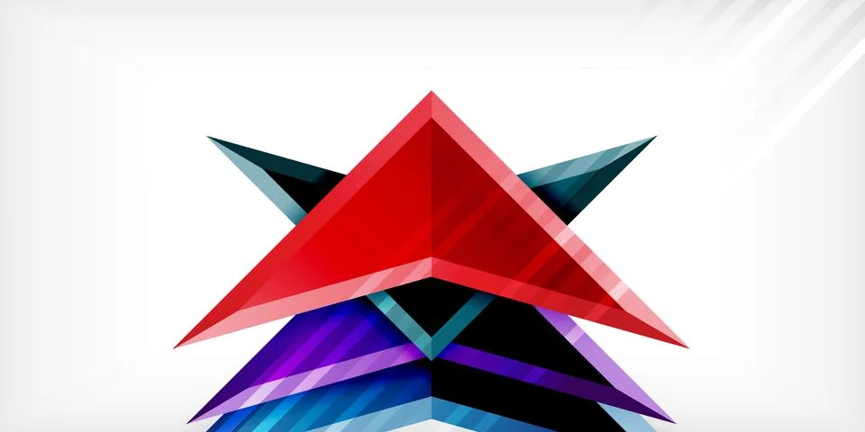 Arrows with 3d effect abstract background. Triangles on light grey backdrop イラスト素材