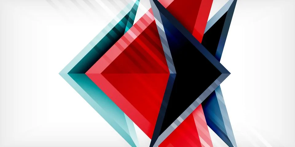 Arrows with 3d effect abstract background. Triangles on light grey backdrop Stock Illustration