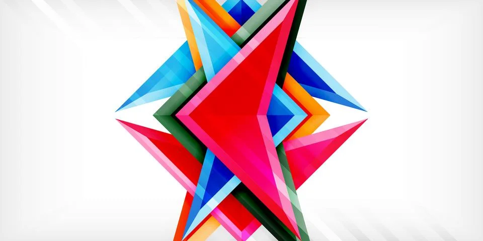 Arrows with 3d effect abstract background. Triangles on light grey backdrop Stock Illustration