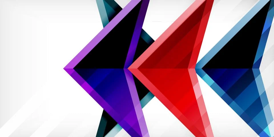 Arrows with 3d effect abstract background. Triangles on light grey backdrop Illustrazione stock