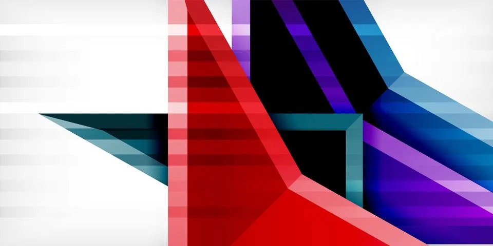 Arrows with 3d effect abstract background. Triangles on light grey backdrop Illustrazione stock