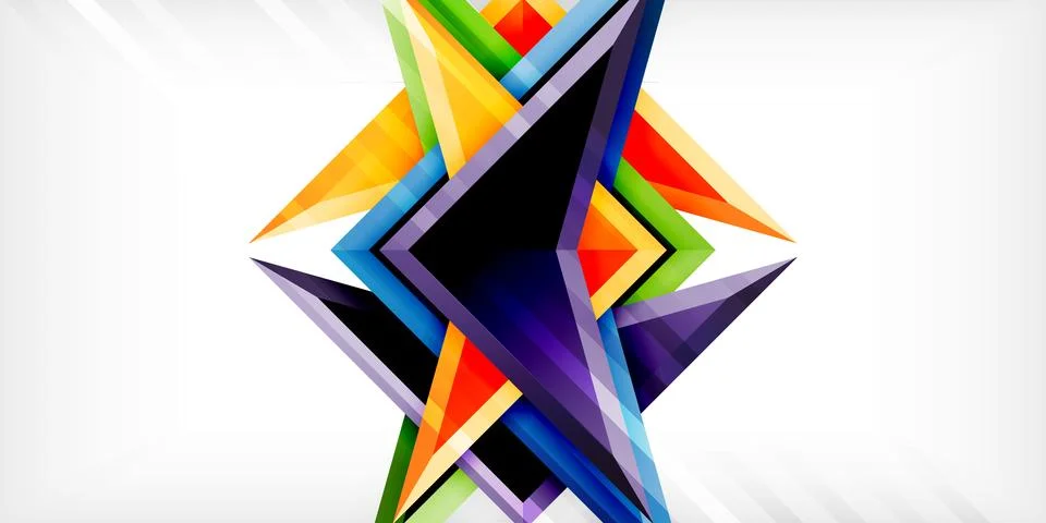 Arrows with 3d effect abstract background. Triangles on light grey backdrop Illustrazione stock