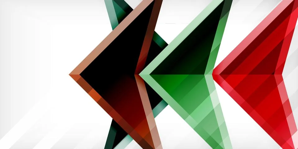 Arrows with 3d effect abstract background. Triangles on light grey backdrop Illustrazione stock