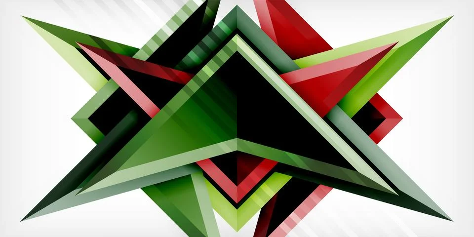 Arrows with 3d effect abstract background. Triangles on light grey backdrop Stock Illustration