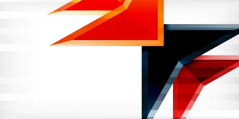 Arrows with 3d effect abstract background. Triangles on light grey backdrop Stock Illustration