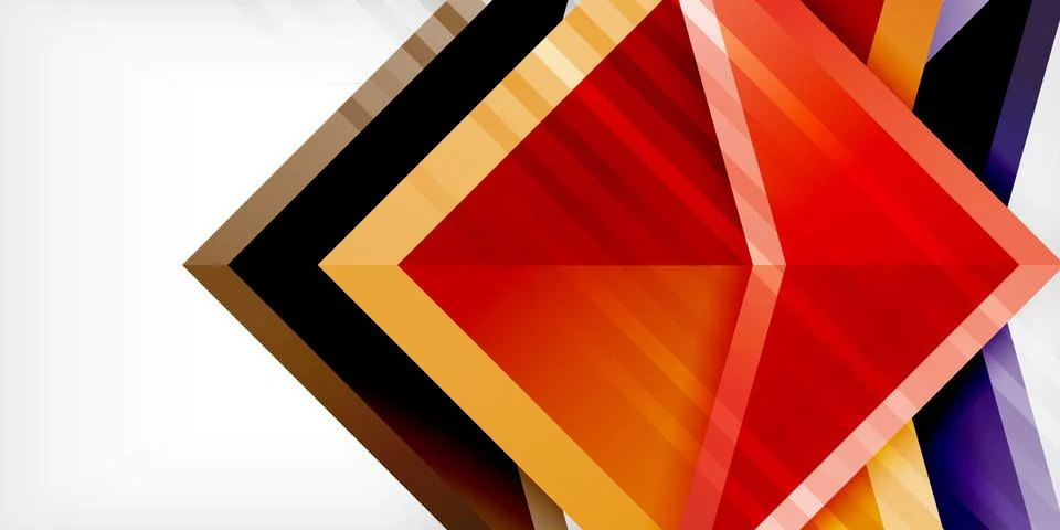 Arrows with 3d effect abstract background. Triangles on light grey backdrop Stock Illustration