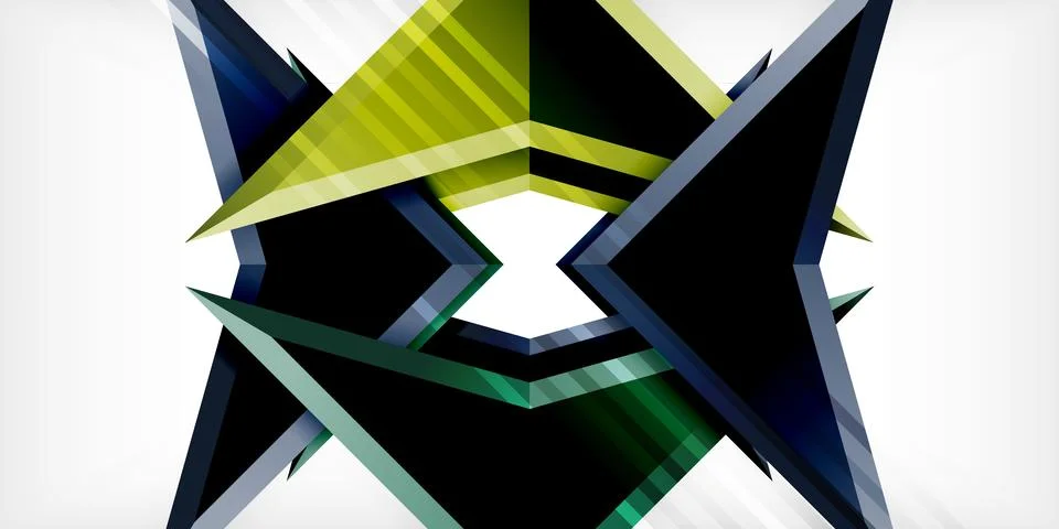 Arrows with 3d effect abstract background. Triangles on light grey backdrop Stock Illustration