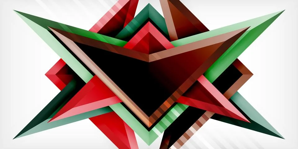 Arrows with 3d effect abstract background. Triangles on light grey backdrop Stock Illustration