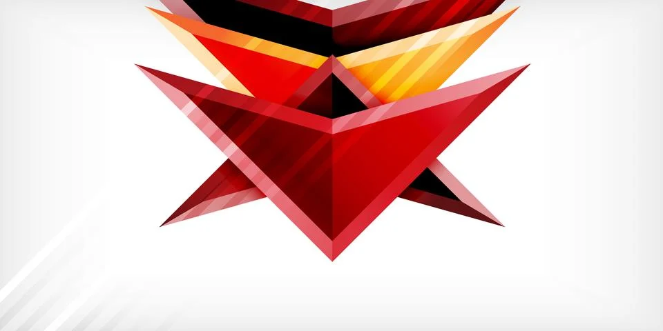 Arrows with 3d effect abstract background. Triangles on light grey backdrop 스톡 일러스트