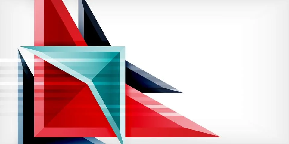 Arrows with 3d effect abstract background. Triangles on light grey backdrop Illustrazione stock