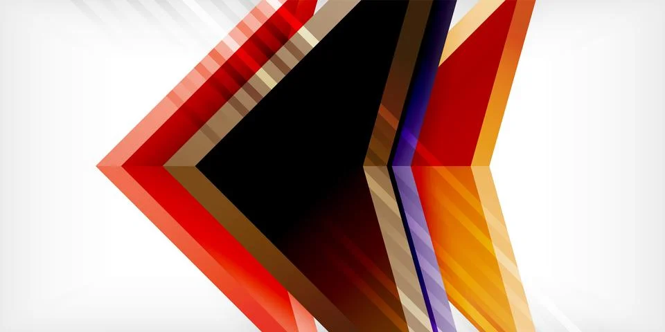 Arrows with 3d effect abstract background. Triangles on light grey backdrop Illustrazione stock